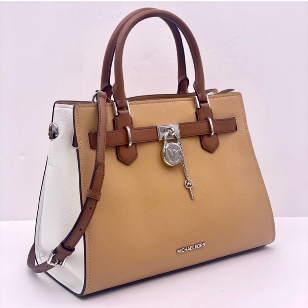 Michael Kors Hamilton Medium Color-Block Leather Satchel - Picture 9 of 11